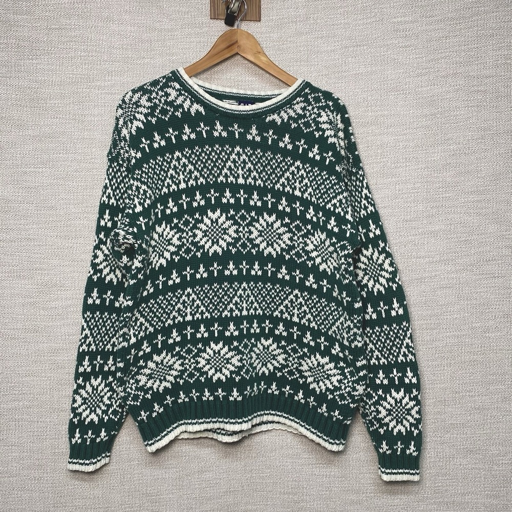90s Gap Sweater Mens (M) Cotton Fair Isle Nordic Christmas Preppy Cabin Cozycore